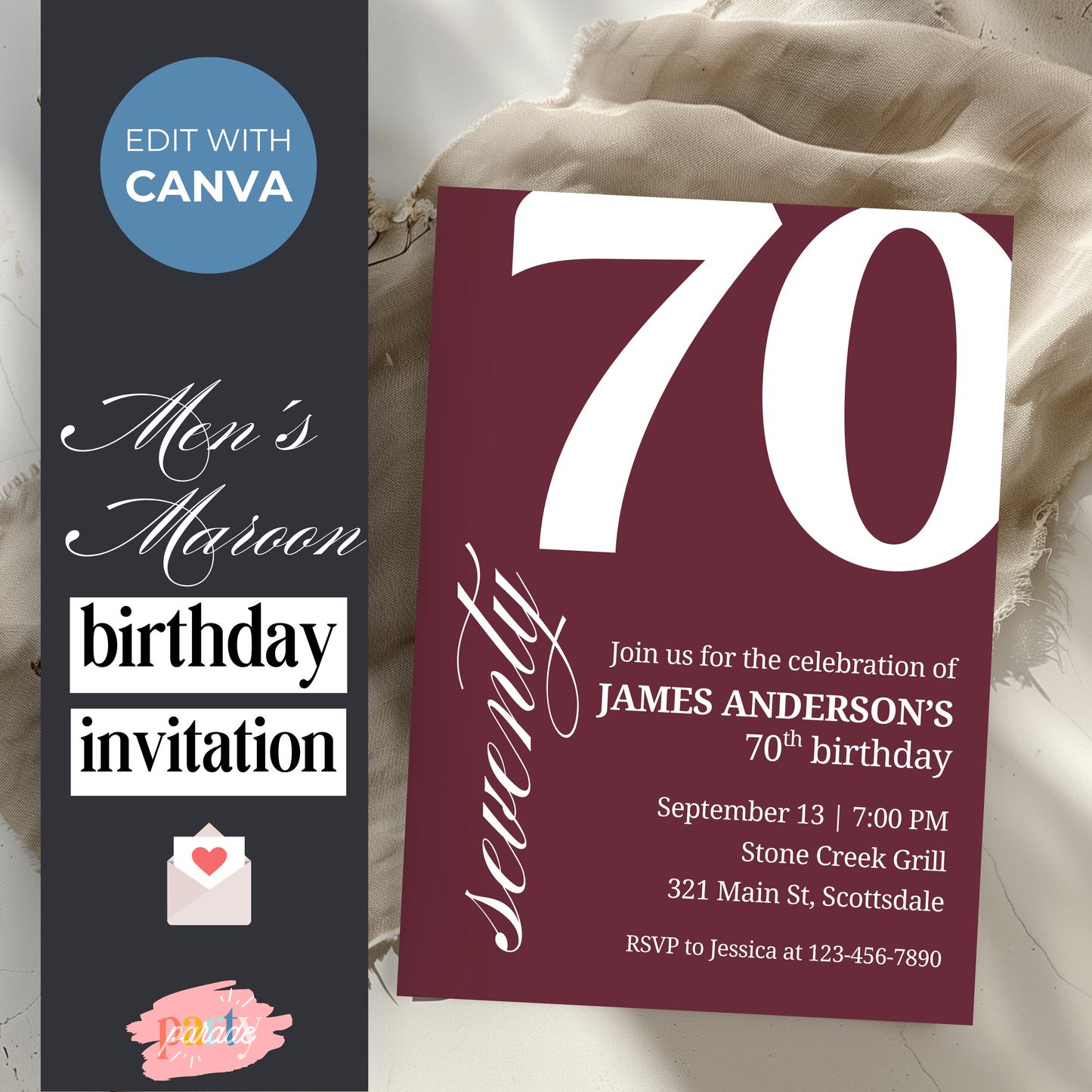 70th Birthday Invitation for Men 70th Birthday Invite 70th Birthday for Him 70th Birthday Invitation 70th Birthday Invitation for Him 0007