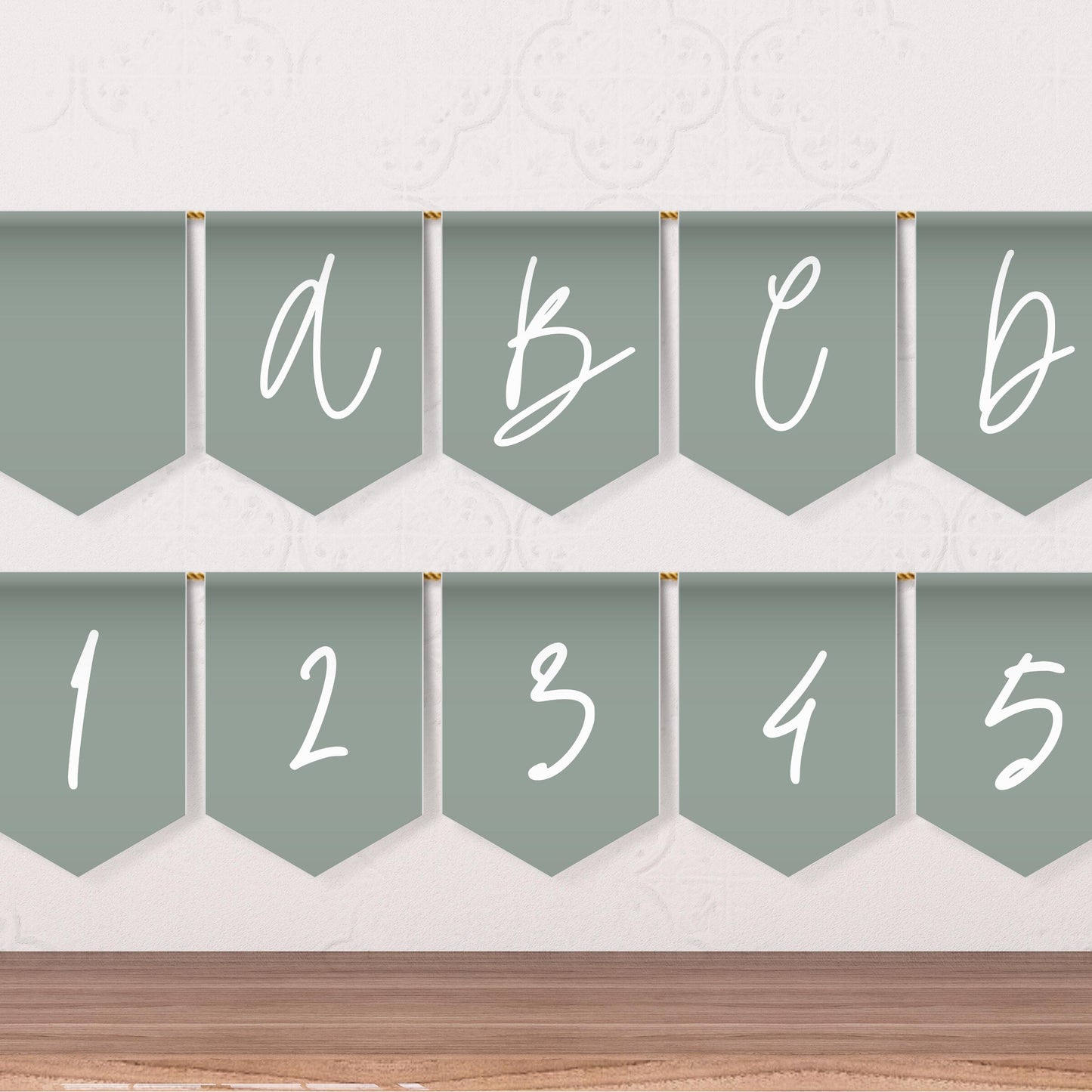 Sage Green Party Alphabet Banner Letters A to Z Numbers Symbols Happy Birthday Banner Sage Green Teen Party Sweet Sixteen Flag Banner 0003