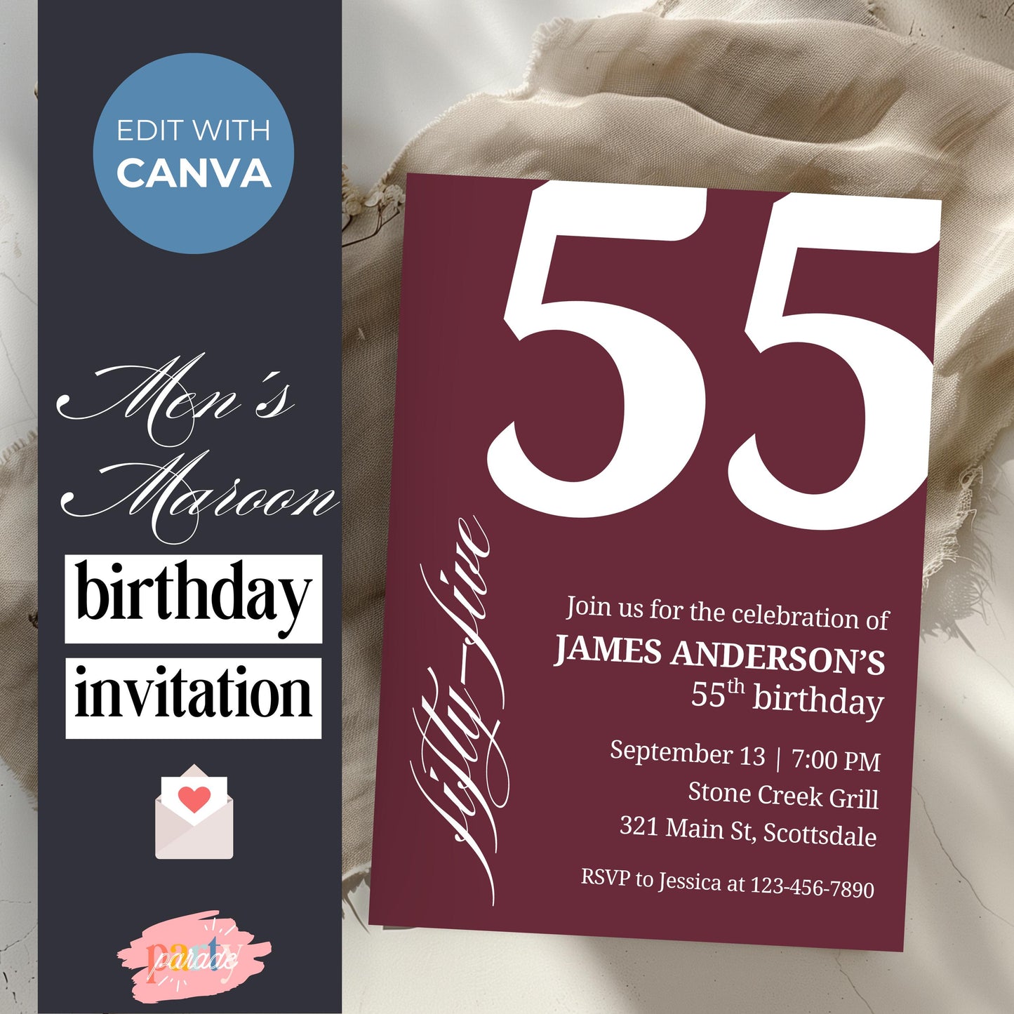 55th Birthday Invitation for Men 55th Birthday Invite 55th Birthday for Him 55th Birthday Invitation 55th Birthday Invitation for Him 0007