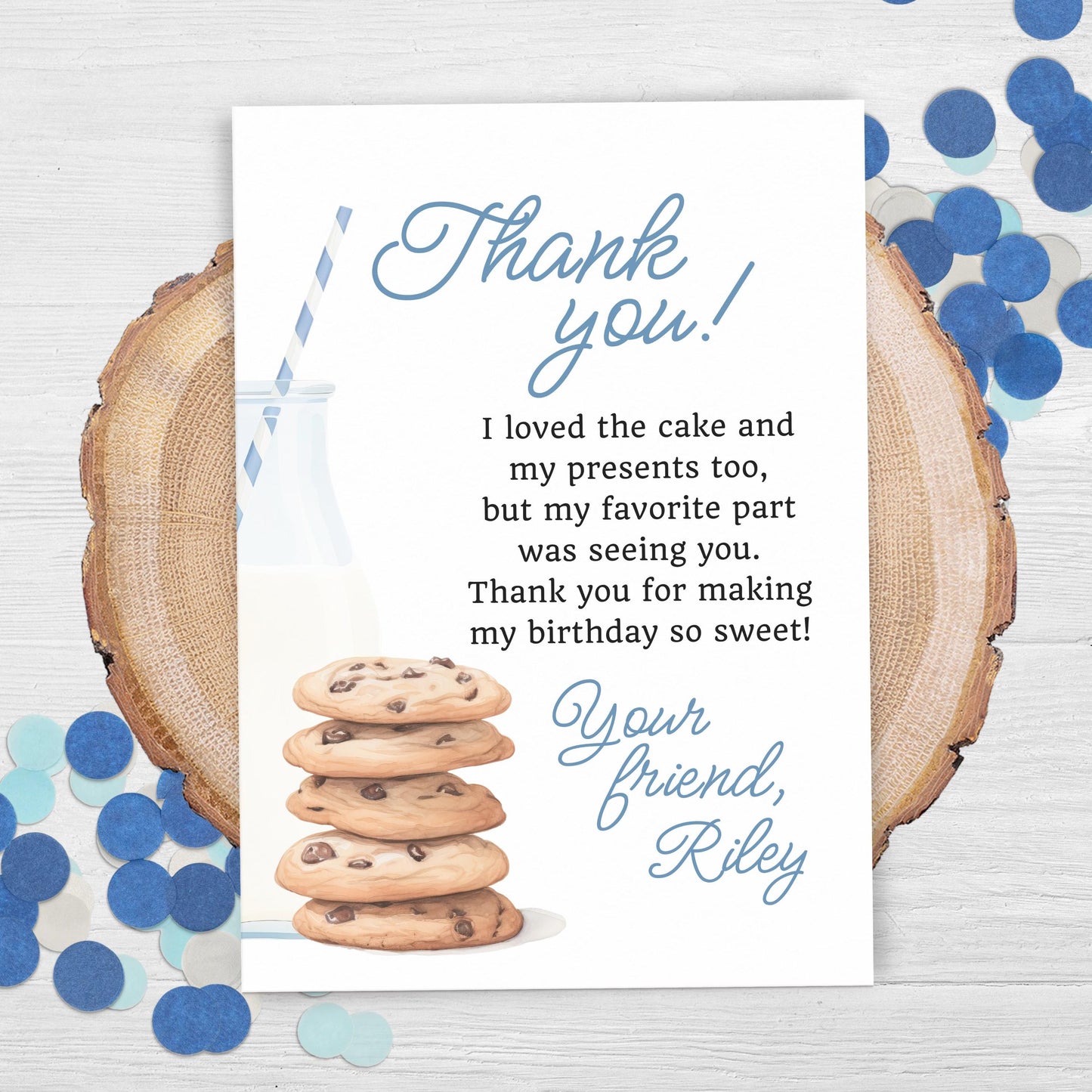 Milk and Cookies Thank You Note Birthday Template Editable Sweet Cookie Party Thank You Card Tough Cookie Party Thank You Letter 0005