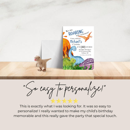 Dinosaur Second Birthday Invitation Second Dinosaur Birthday Dinosaur Invitation 2nd Birthday Invite Boy Second Birthday Dinosaur 0008