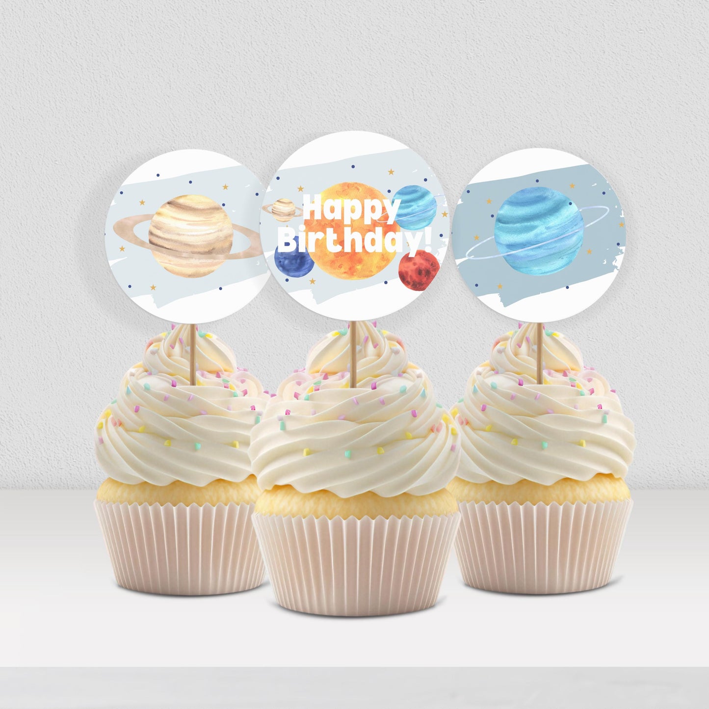 Space Cupcake Toppers Out of This World Party Decorations Cake Toppers Space Party Solar System Party Birthday Decor Party Supplies 0001