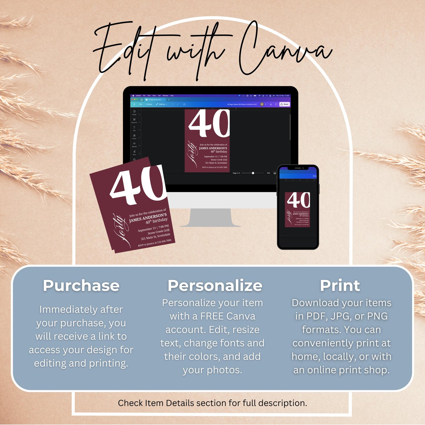 40th Birthday Invitation for Men 40th Birthday Invite 40th Birthday for Him 40th Birthday Invitation 40th Birthday Invitation for Him 0007