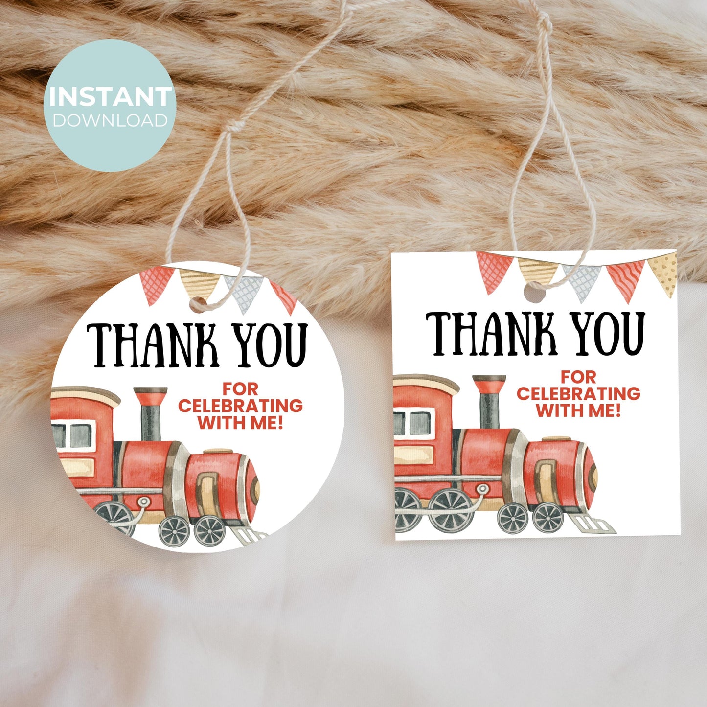 Train Party Favor Tag Chugga Chugga Two Two Party Birthday Party Favor Tag All Aboard Hanging Tag Thank You Tag Circle Tag Square Tag 0006