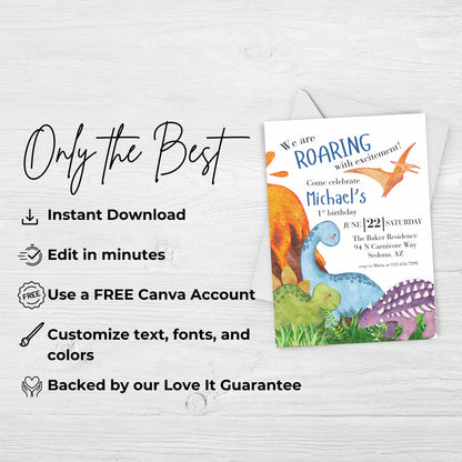 Dinosaur First Birthday Invitation First Dinosaur Birthday Dinosaur Invitation 1st Birthday Invite Boy First Birthday Dinosaur Invite 0008