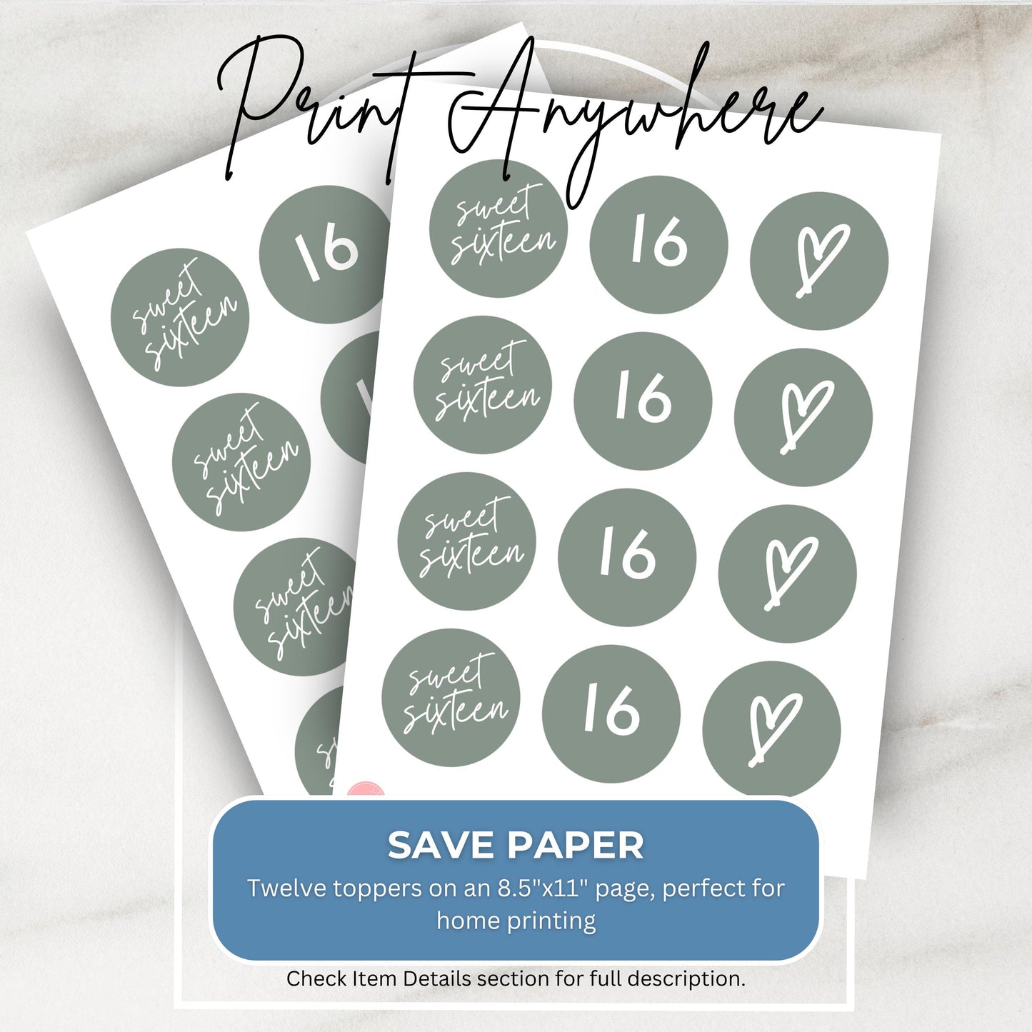 Cupcake Toppers Sage Green Sweet Sixteen Cupcake Toppers Sweet 16 Sage Green Cupcake Decorations for 16th Birthday Teenage Girl Decor 0003