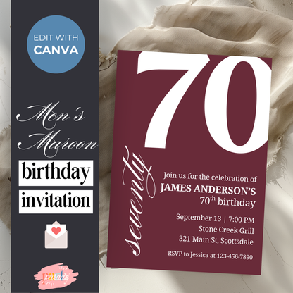 70th Birthday Invitation for Men 70th Birthday Invite 70th Birthday for Him 70th Birthday Invitation 70th Birthday Invitation for Him 0007