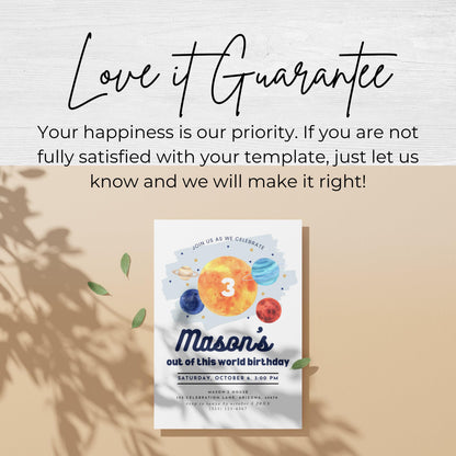 Space 3rd Birthday Invitation Third Birthday Invite Out of This World Party Galaxy Birthday Outer Space Party Trip Solar System Party 0001