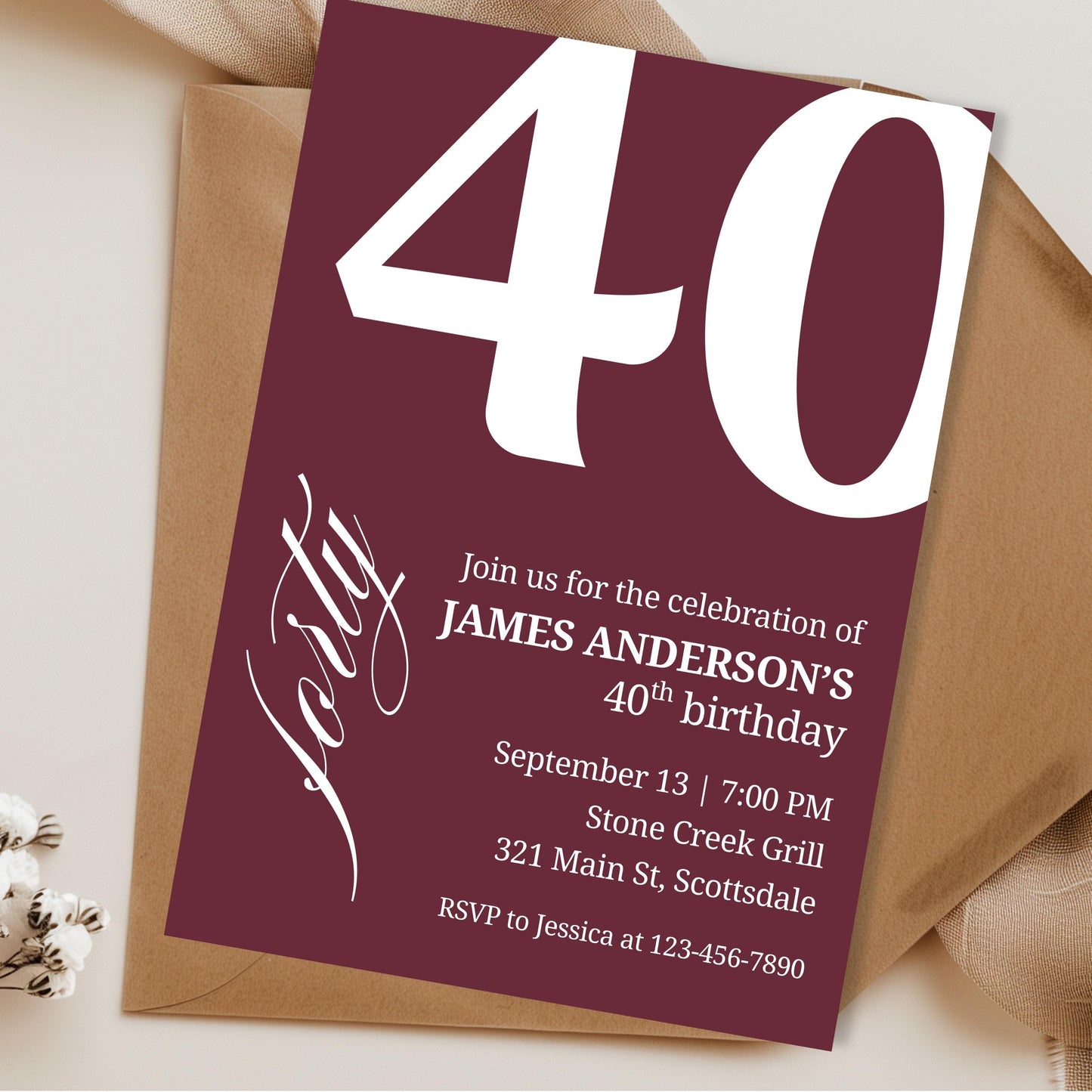 40th Birthday Invitation for Men 40th Birthday Invite 40th Birthday for Him 40th Birthday Invitation 40th Birthday Invitation for Him 0007