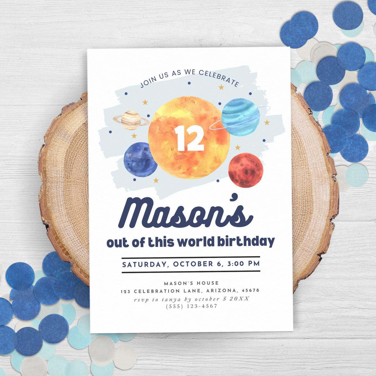 Space 12th Birthday Invitation Twelfth Birthday Boy Invite Outer Space Party Galaxy Out ofThis World Birthday Party Solar System Party 0001