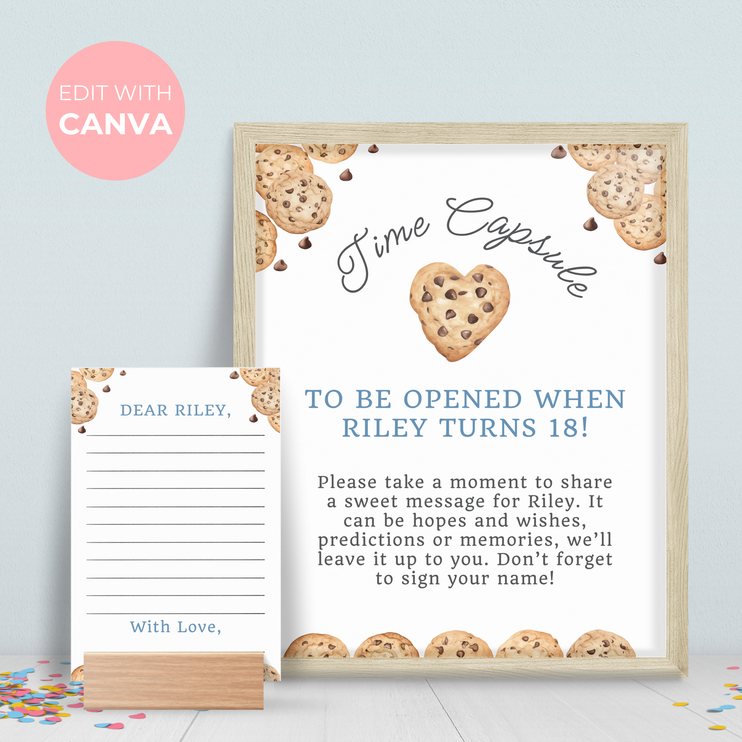 Time Capsule Sign and Notes One Tough Cookie Party Decoration Time Capsule One Sweet Cookie Sign Milk and Cookies Theme First Birthday 0005
