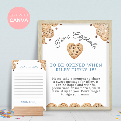 Time Capsule Sign and Notes One Tough Cookie Party Decoration Time Capsule One Sweet Cookie Sign Milk and Cookies Theme First Birthday 0005