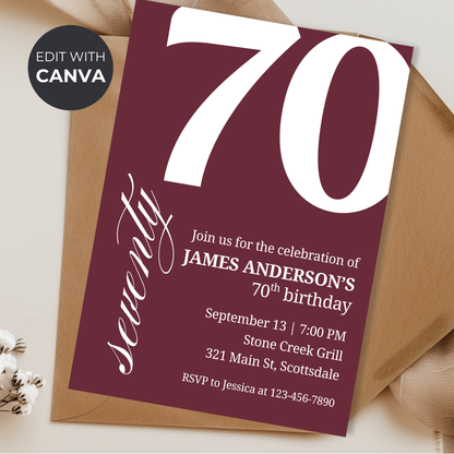 70th Birthday Invitation for Men 70th Birthday Invite 70th Birthday for Him 70th Birthday Invitation 70th Birthday Invitation for Him 0007