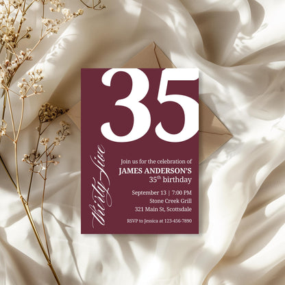 35th Birthday Invitation 35th Birthday Invite 35th Birthday for Him 35th Birthday Invitation for Him 35th Birthday Invitations for Men 0007