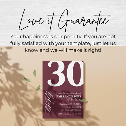 30th Birthday Invitation 30th Birthday Invite 30th Birthday for Him 30th Birthday Invitation for Him 30th Birthday Invitations for Men 0007