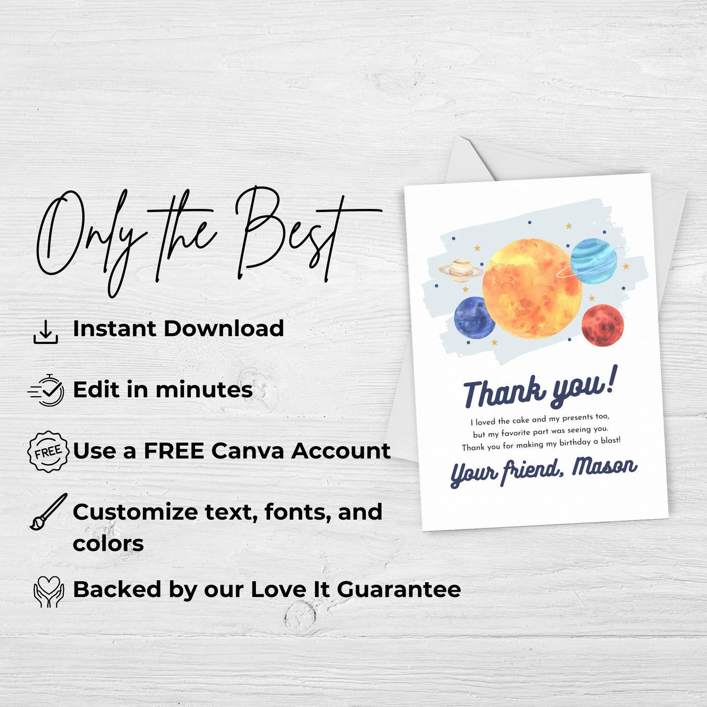 Thank You Note Space Birthday Template Editable Boy Out of This World Thank You Card Solar System Party Galaxy Birthday Party 0001