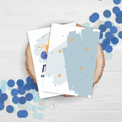 First Trip Around the Sun Birthday Invitation Space Party Editable Outer Space Invite Out of This World Galaxy Solar System Party 0001
