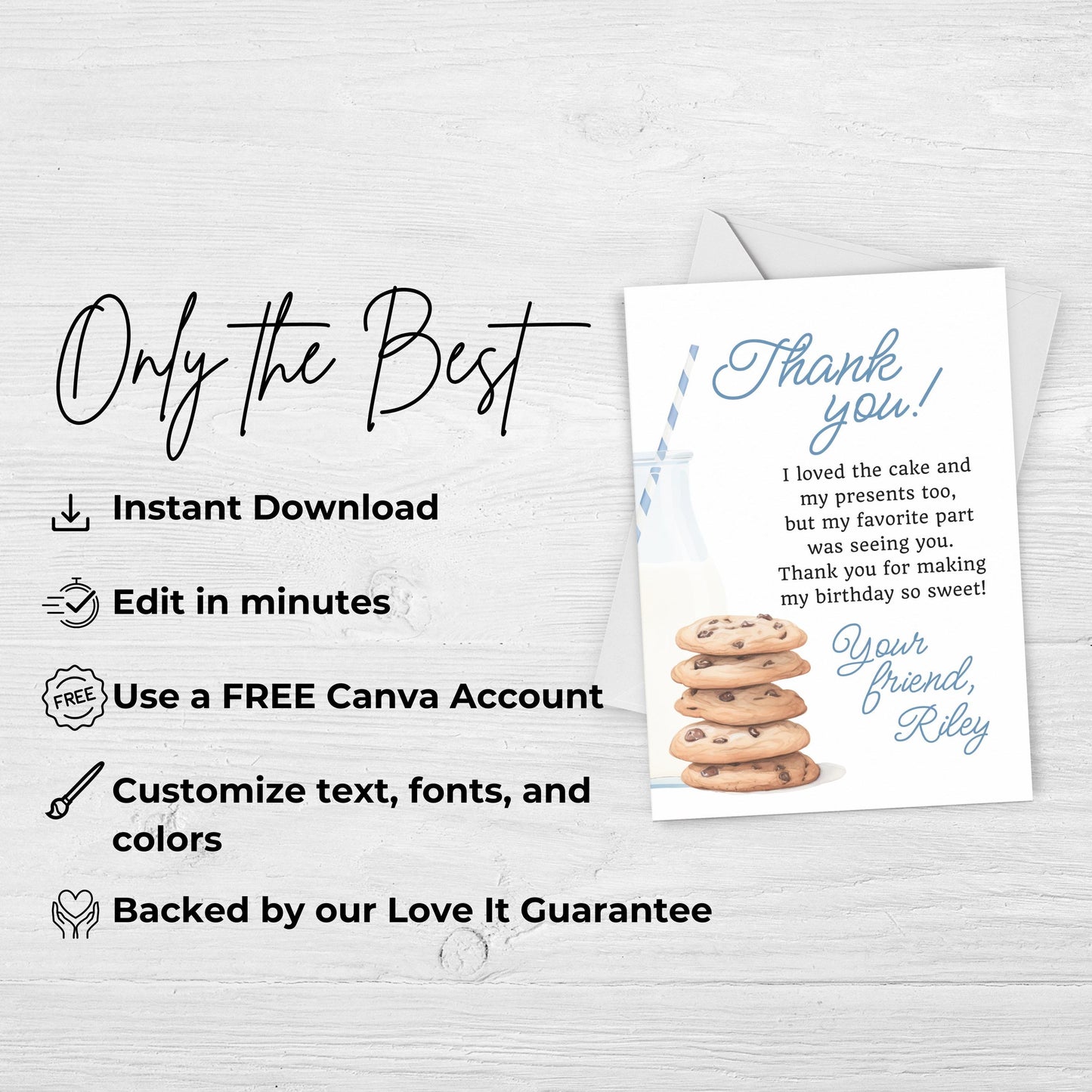 Milk and Cookies Thank You Note Birthday Template Editable Sweet Cookie Party Thank You Card Tough Cookie Party Thank You Letter 0005