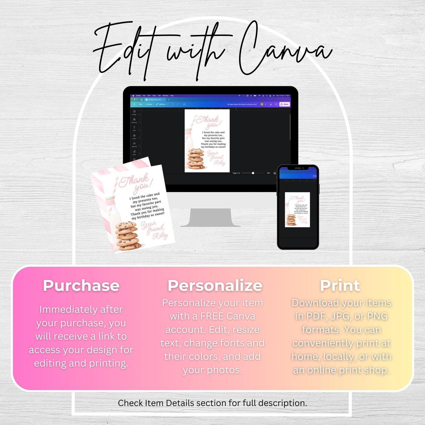 Milk and Cookies Thank You Note Birthday Template Editable Sweet Cookie Party Thank You Card Tough Cookie Party Thank You Letter 0009