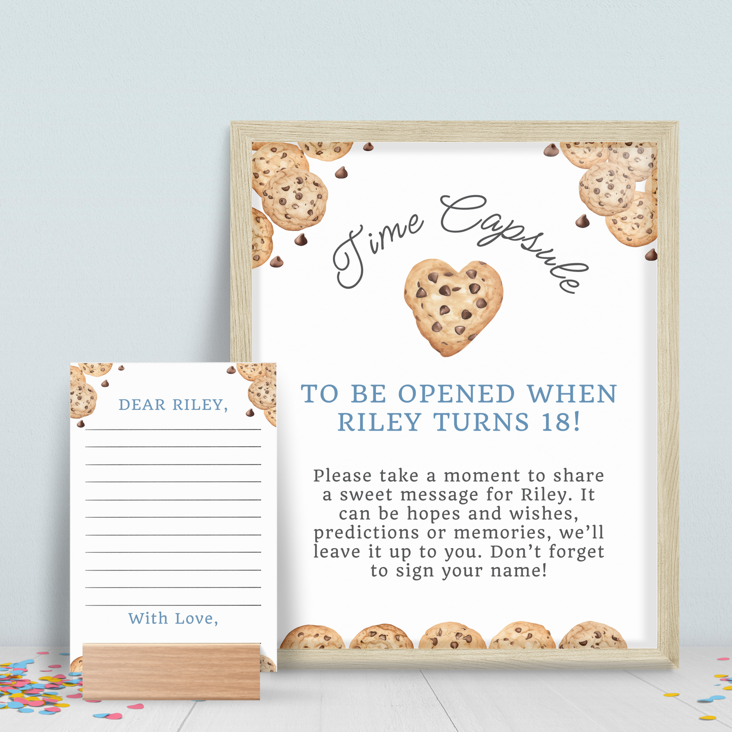 Time Capsule Sign and Notes One Tough Cookie Party Decoration Time Capsule One Sweet Cookie Sign Milk and Cookies Theme First Birthday 0005