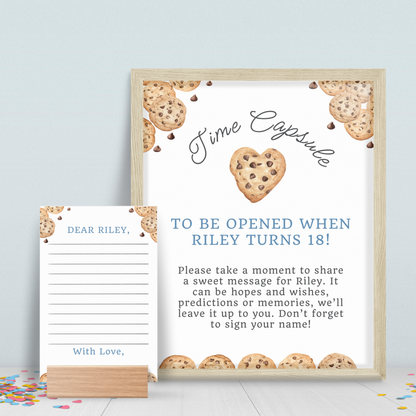 Time Capsule Sign and Notes One Tough Cookie Party Decoration Time Capsule One Sweet Cookie Sign Milk and Cookies Theme First Birthday 0005