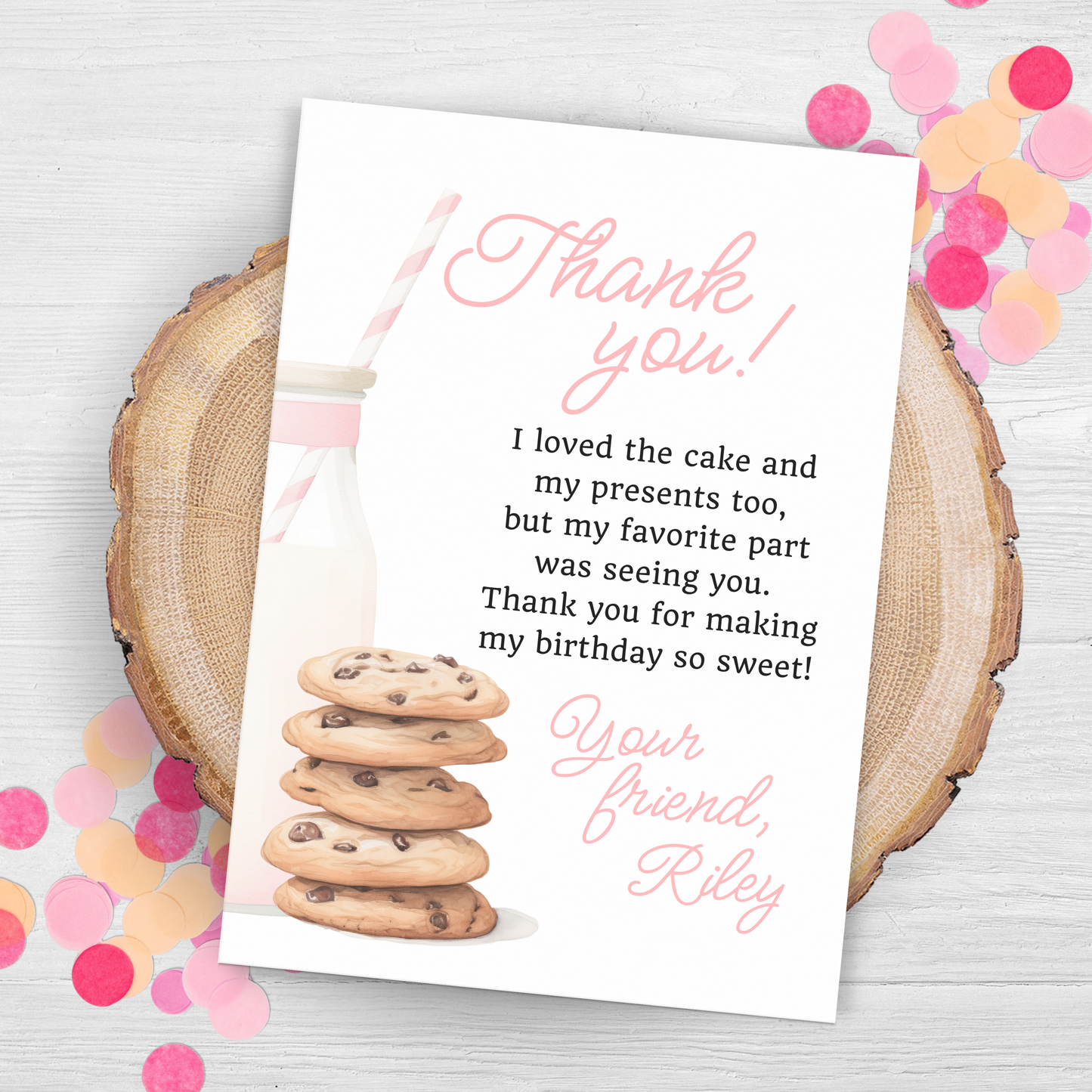 Milk and Cookies Thank You Note Birthday Template Editable Sweet Cookie Party Thank You Card Tough Cookie Party Thank You Letter 0009