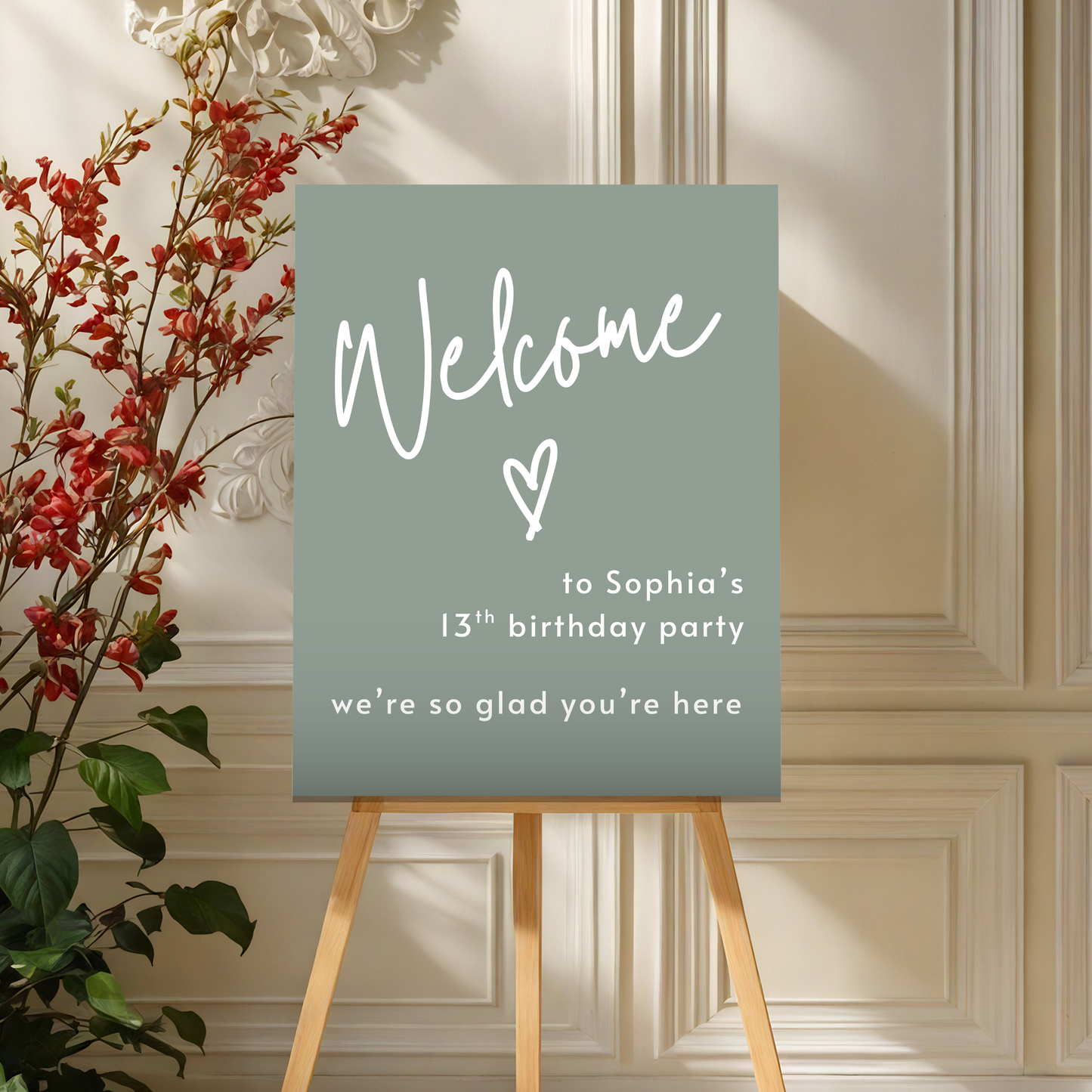 13th Birthday Party Welcome Sign: Editable Digital Download Sign 0003