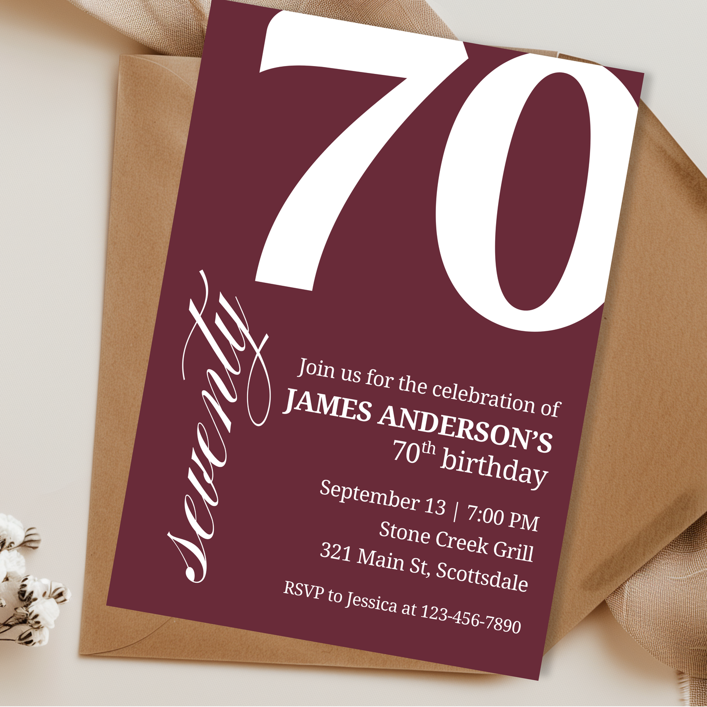 70th Birthday Invitation for Men 70th Birthday Invite 70th Birthday for Him 70th Birthday Invitation 70th Birthday Invitation for Him 0007
