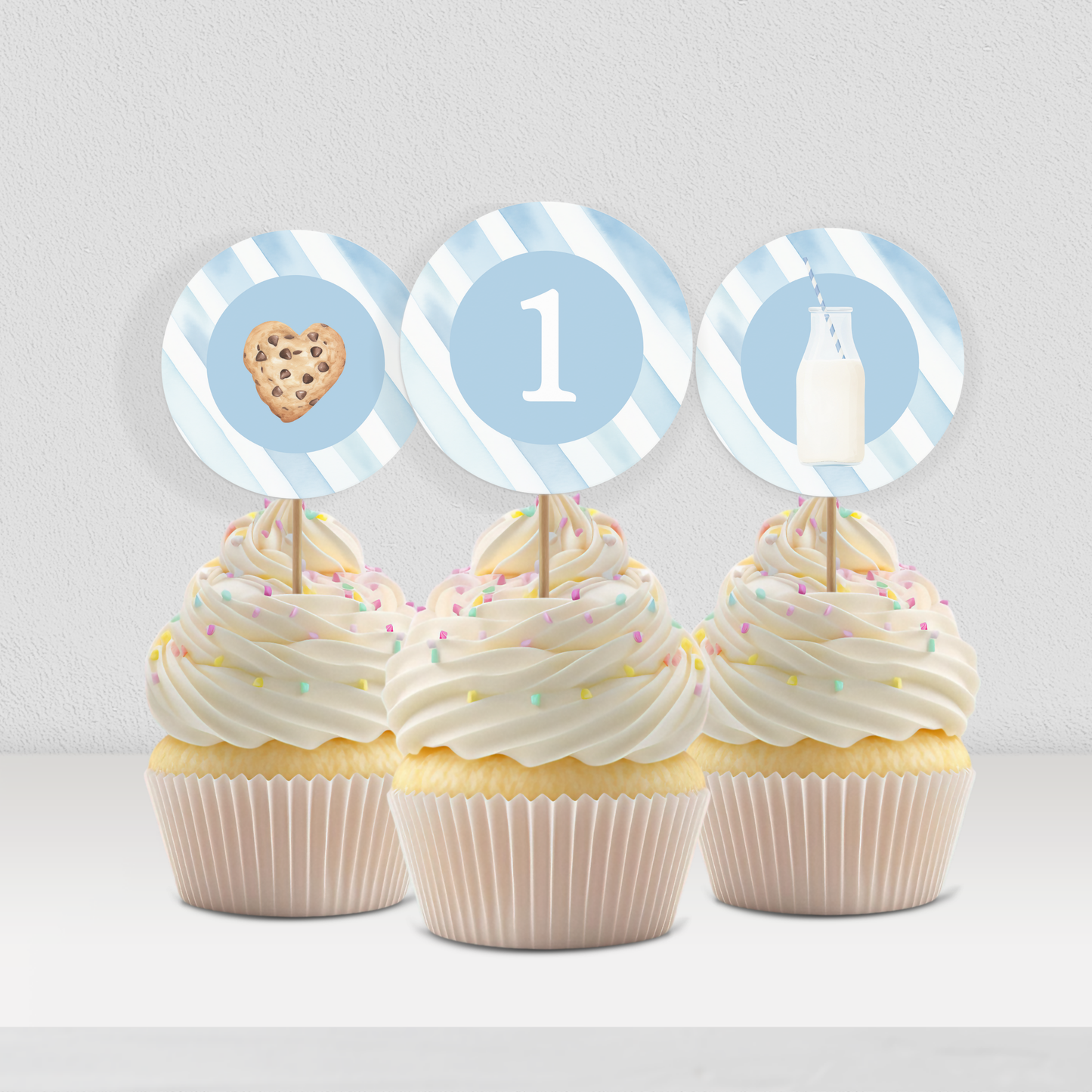 First Birthday Cupcake Toppers One Sweet Cookie Birthday Milk Cookies Cake Topper 1st Birthday Cookie Sweet Celebration Birthday 0005