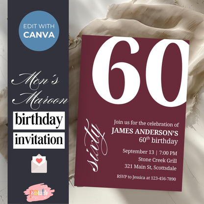 60th Birthday Invitation for Men 60th Birthday Invite 60th Birthday for Him 60th Birthday Invitation 60th Birthday Invitation for Him 0007