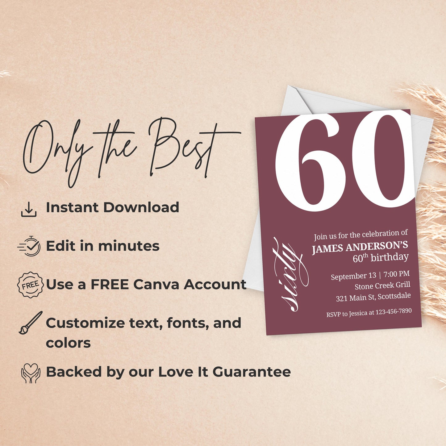 60th Birthday Invitation for Men 60th Birthday Invite 60th Birthday for Him 60th Birthday Invitation 60th Birthday Invitation for Him 0007