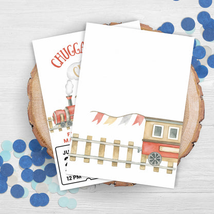 Chugga Chugga Choo Choo Birthday Invitation Train Party Birthday Invite Train All Aboard 4th Birthday Full Steam Ahead Fourth Birthday 0006