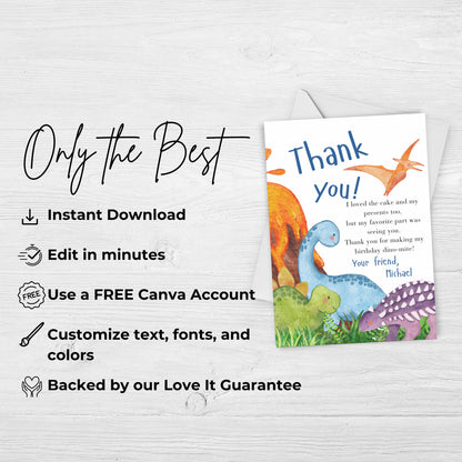 Dinosaur Thank You Card Birthday Dinosaur Party Thank You Letter Dinosaur Thank You Template Birthday Dino-mite Birthday Thank You Note 0008