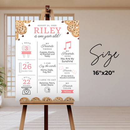 Milestone Board Milk and Cookies First Birthday Sign First Year Milestone Sweet Cookie Birthday Milestone Tough Cookie Birthday Sign 0009