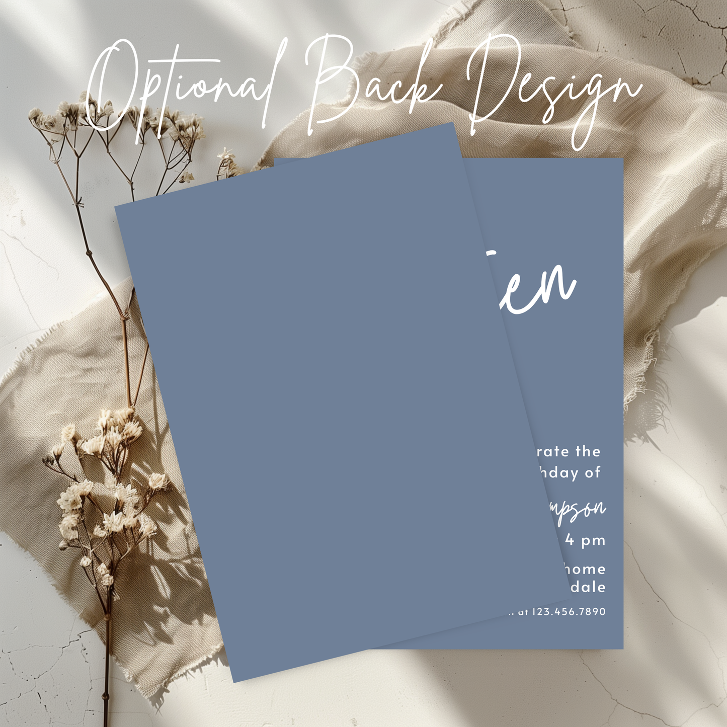 14th Birthday Dusty Blue Invite Template: Simple Teen Girl Printable Invitation 0011