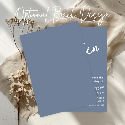 14th Birthday Dusty Blue Invite Template: Simple Teen Girl Printable Invitation 0011