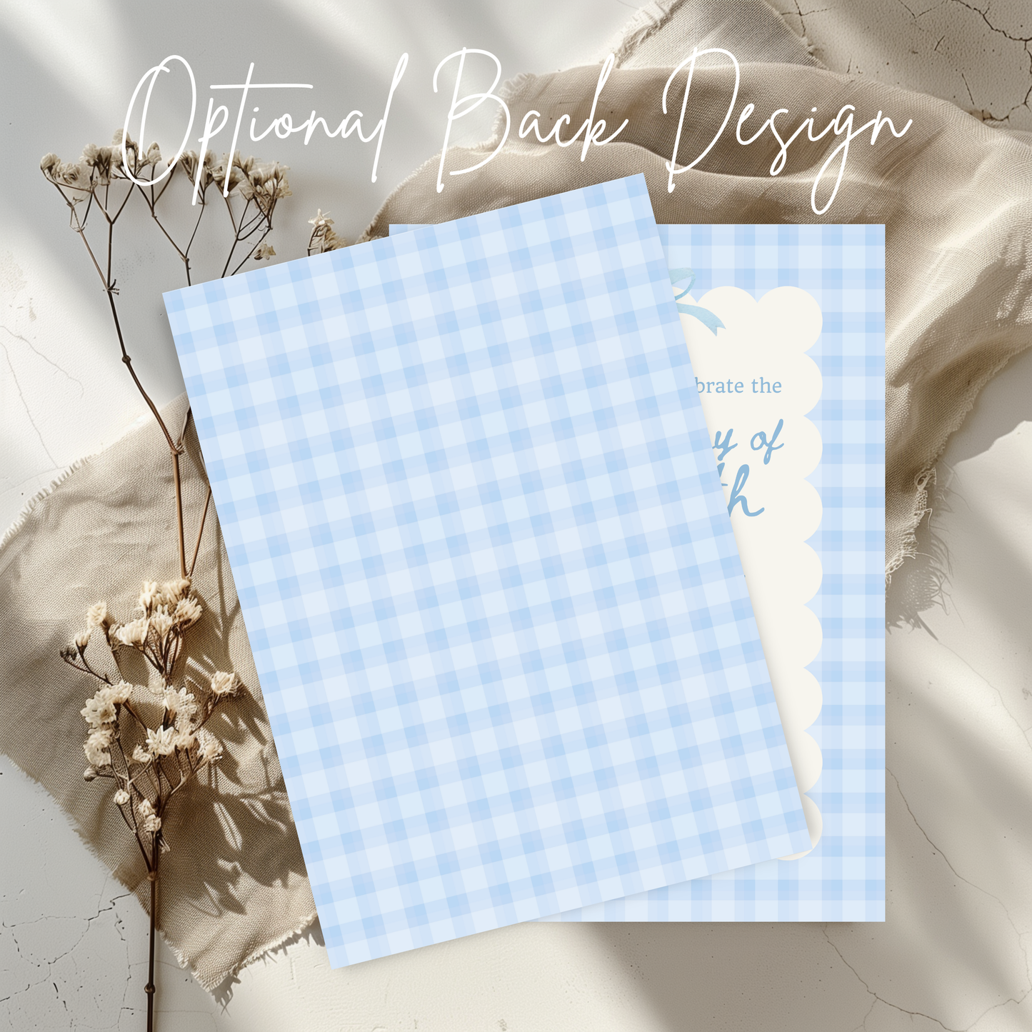 18th Birthday Blue Gingham Invite Template: Simple Women's Invitation Printable 0012