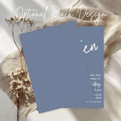 13th Birthday Invitation for Girl Dusty Blue Thirteen Birthday Invite Dusty Blue Birthday Teenager Simple Invitation Printable Template 0011