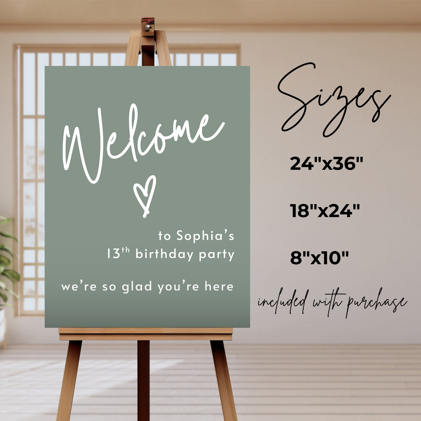 13th Birthday Party Welcome Sign: Editable Digital Download Sign 0003