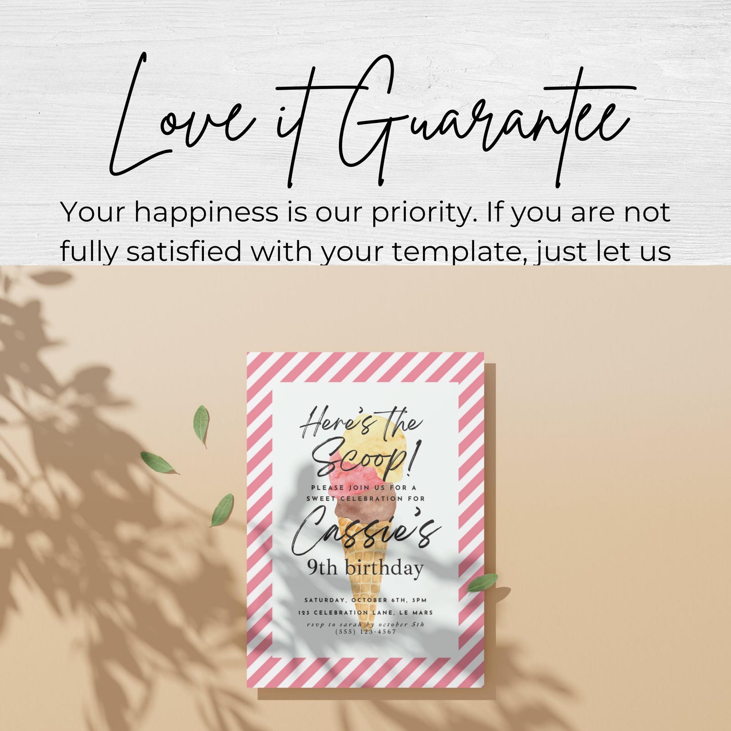 Here's the Scoop Invitation Ice Cream Birthday Party Invite Ninth Birthday Invite Template Girls Sweet Birthday Party 9th Birthday 0002