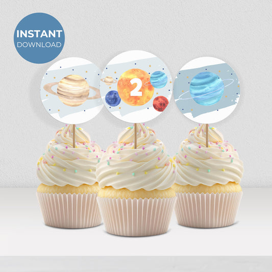Out of This World Cupcake Toppers 2nd Birthday Space Party Decorations Solar System Party Birthday Decor Party Supplies Cake Topper 0001