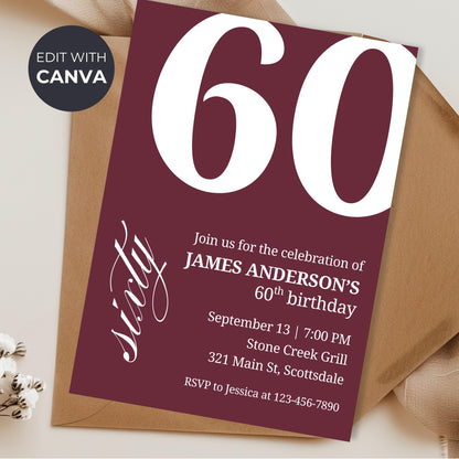 60th Birthday Invitation for Men 60th Birthday Invite 60th Birthday for Him 60th Birthday Invitation 60th Birthday Invitation for Him 0007