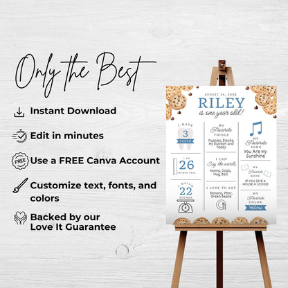 Milestone Board Milk and Cookies First Birthday Sign First Year Milestone Sweet Cookie Birthday Milestone Tough Cookie Birthday Sign  0005