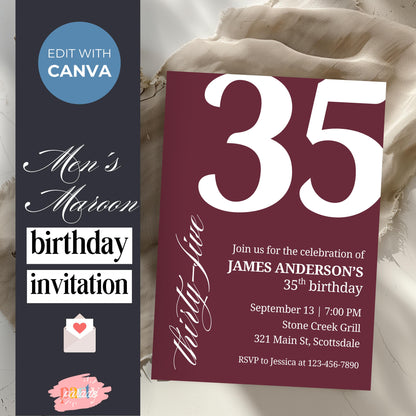 35th Birthday Invitation 35th Birthday Invite 35th Birthday for Him 35th Birthday Invitation for Him 35th Birthday Invitations for Men 0007