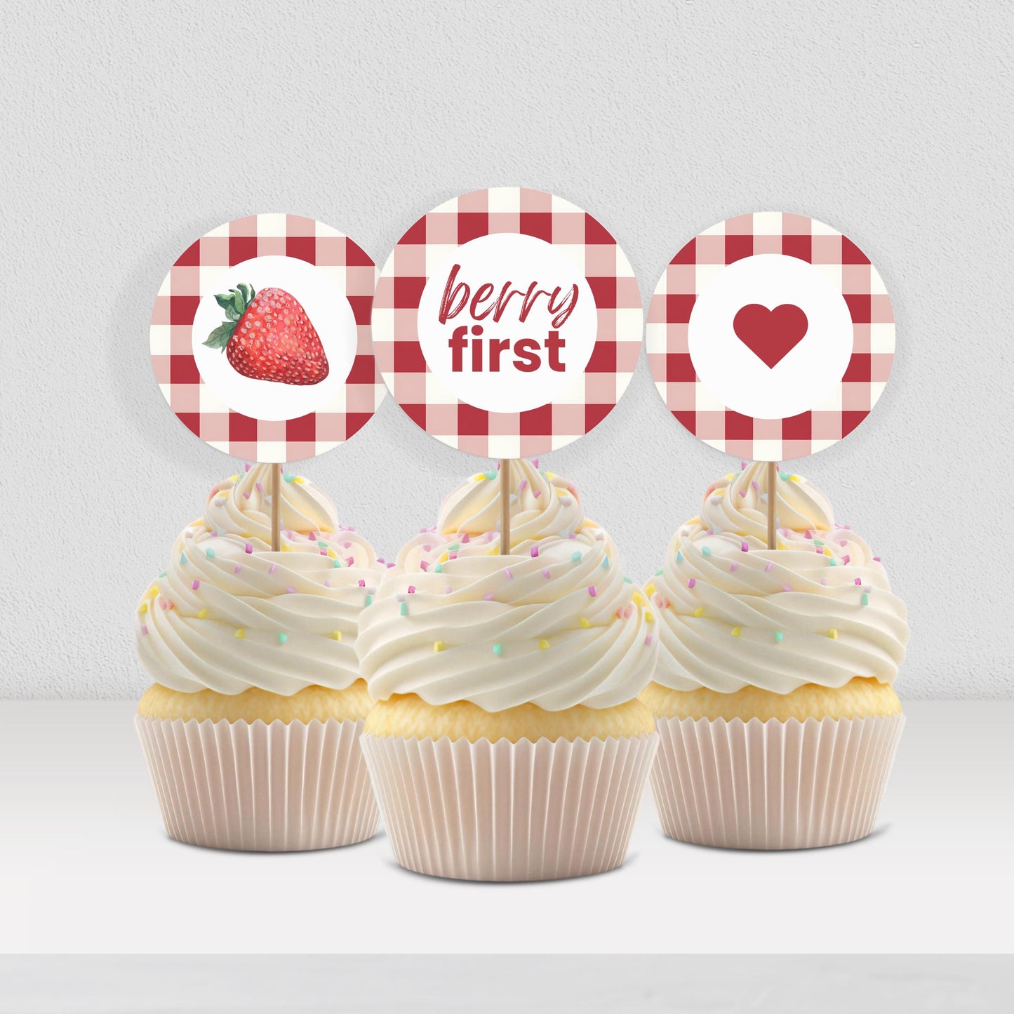 Berry First Birthday Cupcake Topper Berry 1st Birthday Cupcake Topper Strawberry Decor Berry Sweet Birthday Berry Party Decor 0010