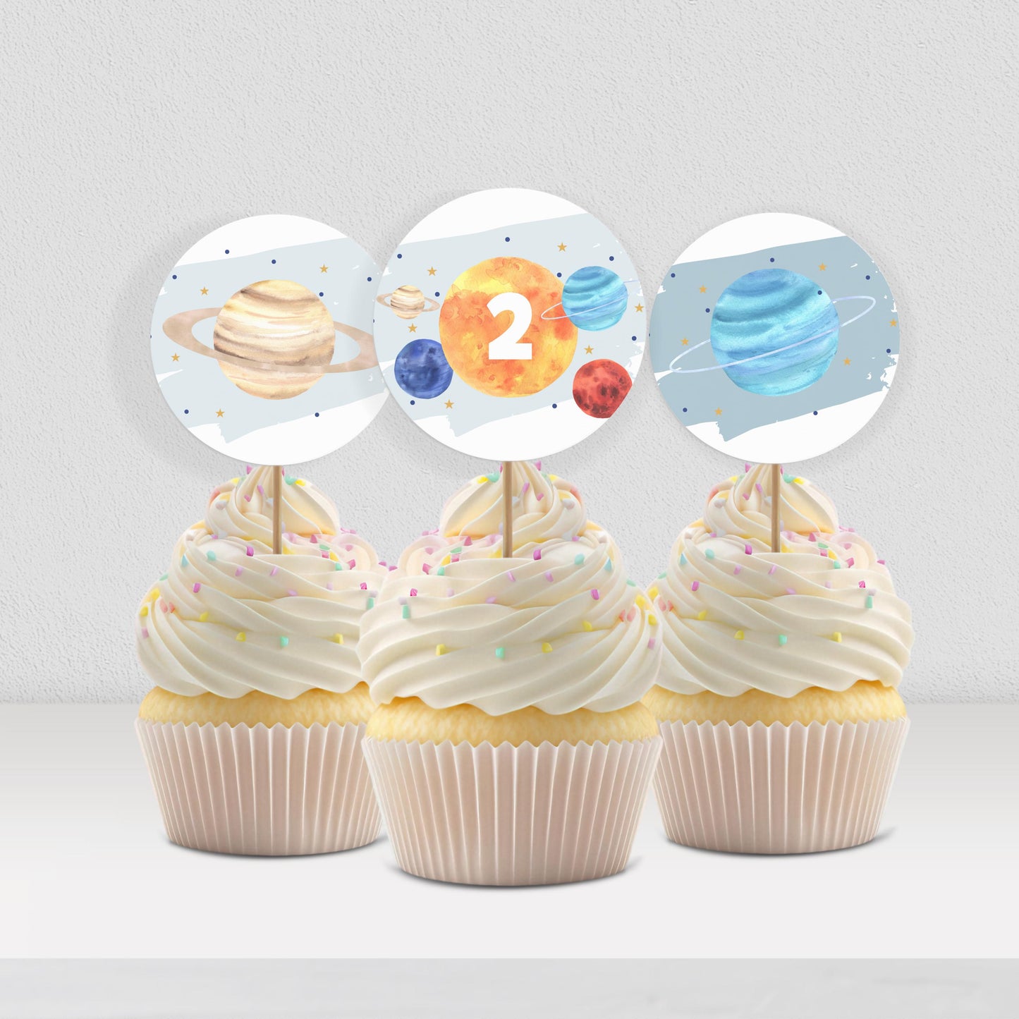 Out of This World Cupcake Toppers 2nd Birthday Space Party Decorations Solar System Party Birthday Decor Party Supplies Cake Topper 0001
