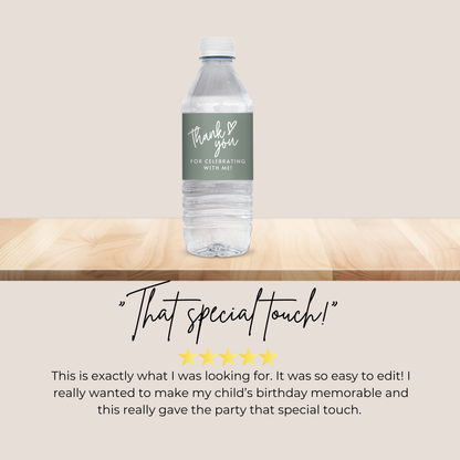 13th Birthday Sage Green Water Bottle Labels Printable Girl Party Favor Sage Green Thirteenth Birthday Teen Girl Minimalist Decoration 0003
