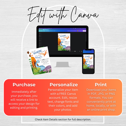 4th Birthday Dinosaur Invitation: Editable Printable Invite for Boys Dinosaur Theme 0008