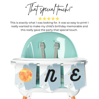 Space High Chair Banner First Birthday Party Decorations Birthday High Chair Banner 1st Birthday Outer Space Party Solar System Party 0001
