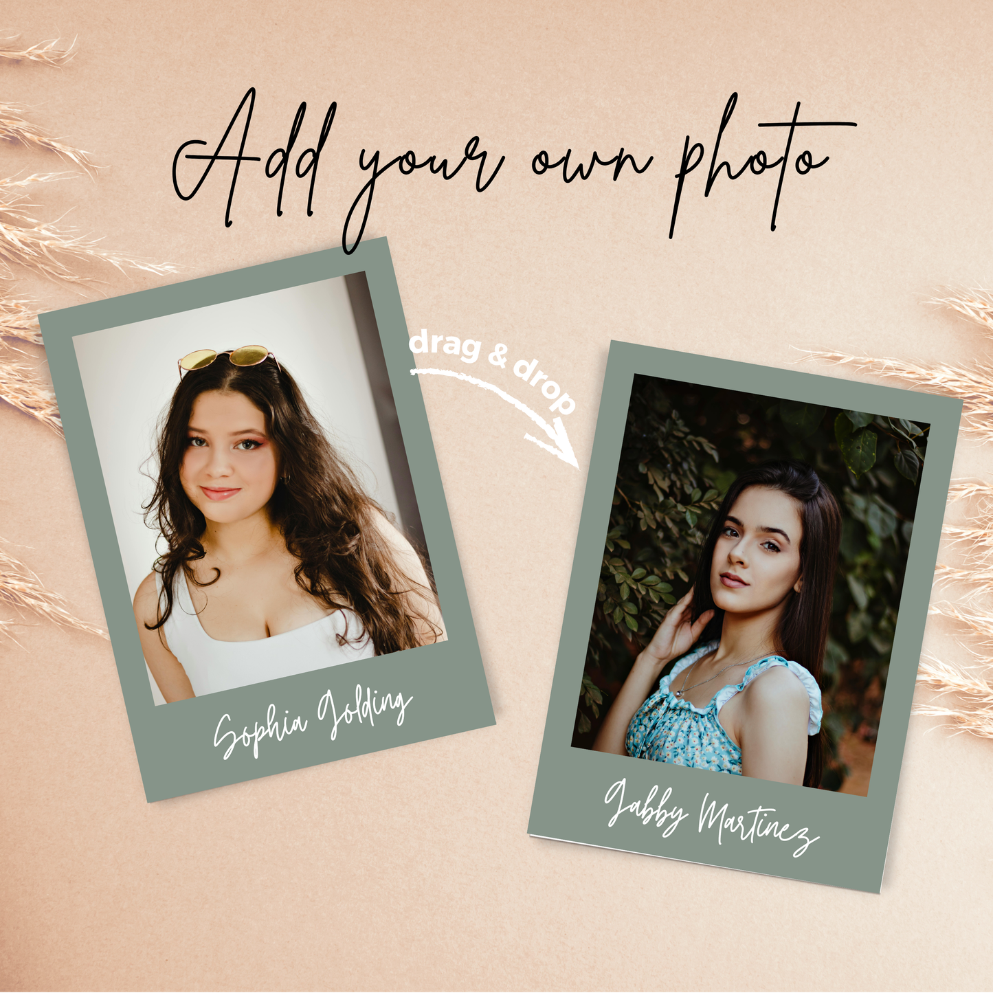 14th Birthday Photo Invitation Sage Green: Fourteenth Birthday Printable Invite for Teenager 0003